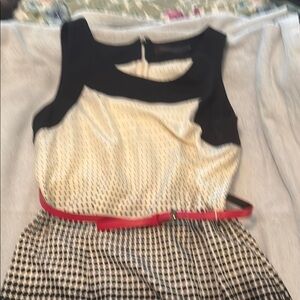 The Limited Black and Cream Dress with Red Belt